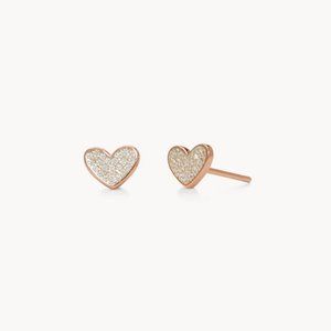 Brand New Hillberg & Berk Mini Pavé Heart Stud Earrings